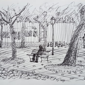 Drawing titled "Dessin Parc des Bas…" by György Acs, Original Artwork, Marker