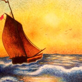 Disegno intitolato "Nasty Sea -2" da H.Gurel Art, Opera d'arte originale, Matita