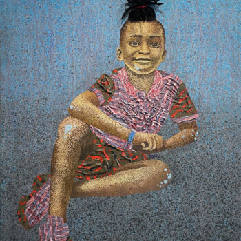 Painting titled "Romy" by Habibatou Yaye Keita, Original Artwork, Acrylic Mounted on Wood Stretcher frame