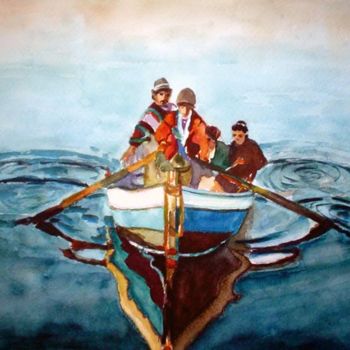 Schilderij getiteld "LA BARCA" door El Oumlouki Hafida, Origineel Kunstwerk
