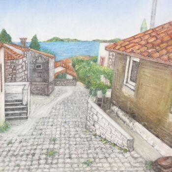 「Çeşme ,ıldır」というタイトルの描画 Hale Bilekによって, オリジナルのアートワーク, パステル