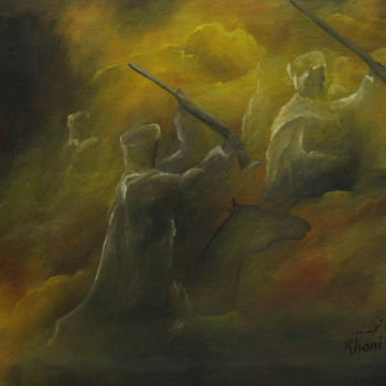 Painting titled "tboridat bladi" by Hamza Rhani, Original Artwork, Oil