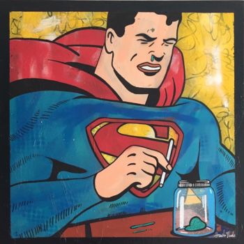 Painting titled "Only a man!" by Hando Wado, Original Artwork, Acrylic Mounted on Wood Stretcher frame