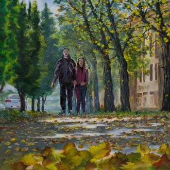 Malarstwo zatytułowany „Autumn love” autorstwa Štefan Hangácsi, Oryginalna praca, Olej