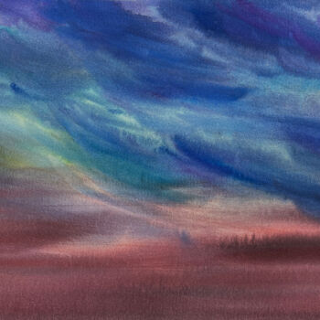 Painting titled "Night" by Hanna Kopylova, Original Artwork, Watercolor