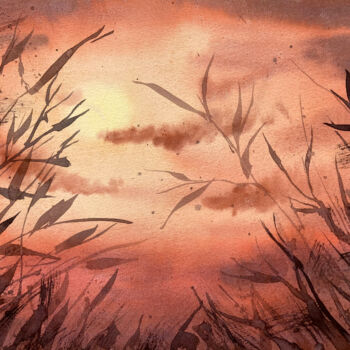 Peinture intitulée "Summer Sunset" par Hanna Kopylova, Œuvre d'art originale, Aquarelle