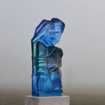 Sculpture titled "The kiss blue" by Hanneke Pereboom, Original Artwork, Glass