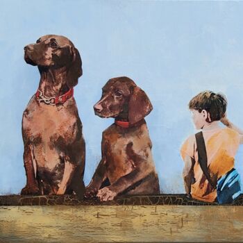 "The boy and his dogs" başlıklı Tablo Hanneke Pereboom tarafından, Orijinal sanat, Akrilik