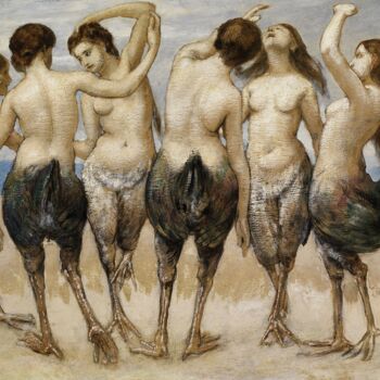 Huit femmes dansant dans des corps d'oiseaux