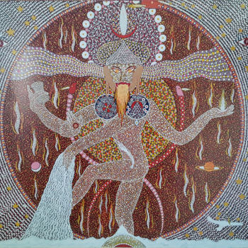 Painting titled "shiva nataraja" by Harald Dastis, Original Artwork, Acrylic