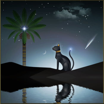 Arte digital titulada "Bastet" por Harald Dastis, Obra de arte original, Pintura Digital