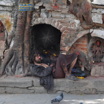 Fotografia intitolato "Sleeping man Kathma…" da Harm Hendrik Hegen, Opera d'arte originale, Fotografia digitale