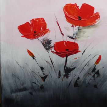 Peinture intitulée "Coquelicots" par H. Oriaut, Œuvre d'art originale, Acrylique Monté sur Châssis en bois