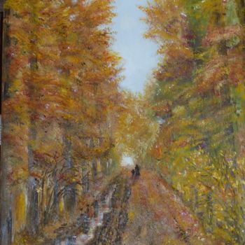 Painting titled "le chemin d'automne" by H. Oriaut, Original Artwork, Oil