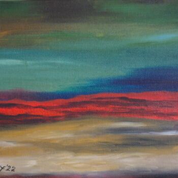 Painting titled "Landschaft am schwa…" by Harry, Original Artwork, Oil