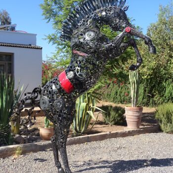 Sculpture titled "Sculpture Cheval ca…" by Hassan Laamirat, Original Artwork, Metals