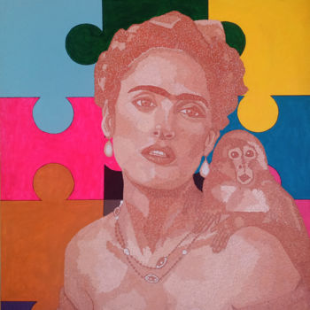 Peinture intitulée "Frida Kahlo –Made w…" par Hassan Rachid, Œuvre d'art originale, Acrylique