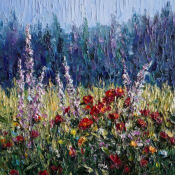 Painting titled "Field flowers." by Haykuhi Khachatryan, Original Artwork, Oil