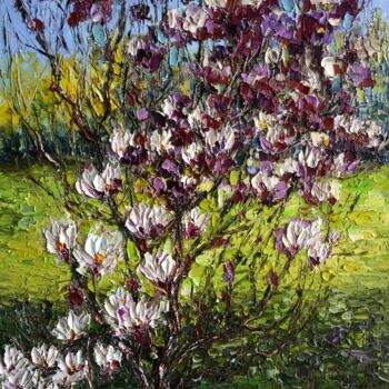 Painting titled "Blooming tree" by Haykuhi Khachatryan, Original Artwork, Oil