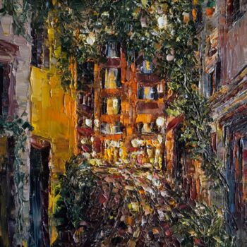 Painting titled "Night street in Rome" by Haykuhi Khachatryan, Original Artwork, Oil