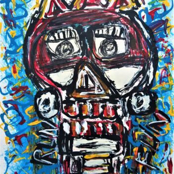 「Skeleton Head. Abtr…」というタイトルの絵画 Headbuumによって, オリジナルのアートワーク, アクリル
