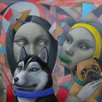 Peinture intitulée "Tarde de perros" par Hector Acevedo, Œuvre d'art originale, Huile Monté sur Châssis en bois