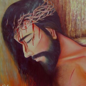 Pintura titulada "sangre de cristo" por Hector Mario Restrepo Salazar (EL ARTE HECHO A MANO), Obra de arte original