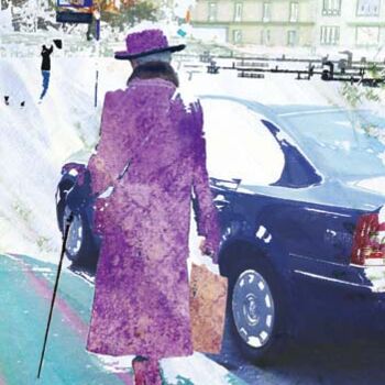Arts numériques intitulée "La dame violette à…" par Hel Swynghedauw, Œuvre d'art originale, Travail numérique 2D