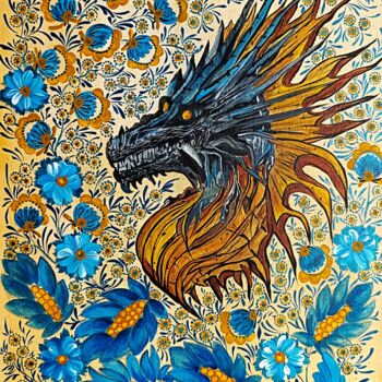 Pintura intitulada "Dragon" por Helen  Polishuk, Obras de arte originais, Acrílico