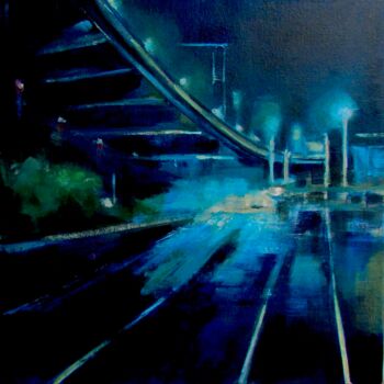 Schilderij getiteld "Night Driving" door Helena Butler, Origineel Kunstwerk, Acryl