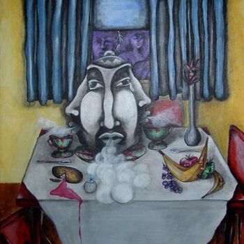 Malerei mit dem Titel "TEA TIME NEVER LONE…" von Helene, Original-Kunstwerk