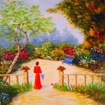 Peinture intitulée "Jardin enchanté" par Hélène Gastin-Mozol, Œuvre d'art originale, Huile