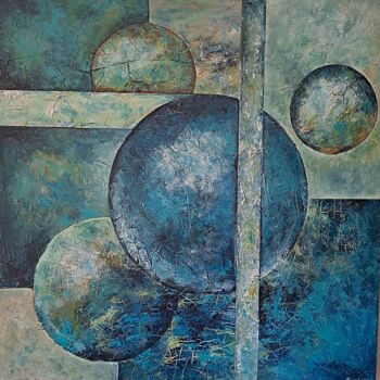 제목이 "Symphonie en bleu"인 미술작품 Helene Icard로, 원작, 아크릴 나무 들것 프레임에 장착됨