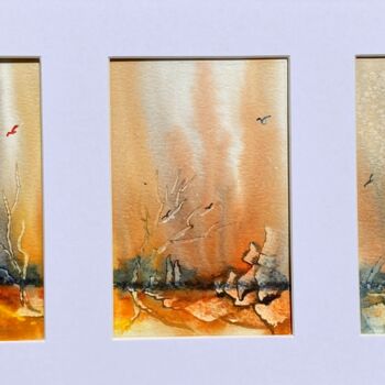 Peinture intitulée "Orange amère" par Hélène Mimault, Œuvre d'art originale, Aquarelle Monté sur Châssis en bois