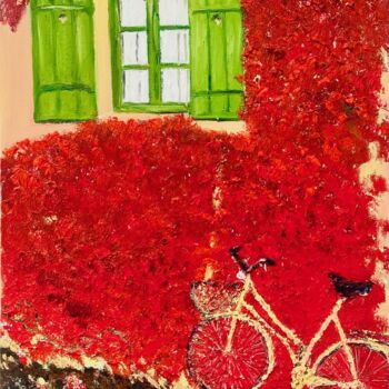 Painting titled "La bicyclette de Pr…" by Helen Ungar, Original Artwork, Oil