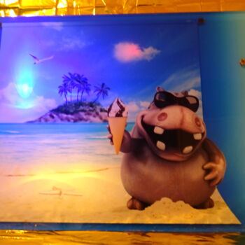 Γλυπτική με τίτλο "Playa 🦛 - Cadre art…" από Rainbow, Αυθεντικά έργα τέχνης, Ψηφιακή εκτύπωση