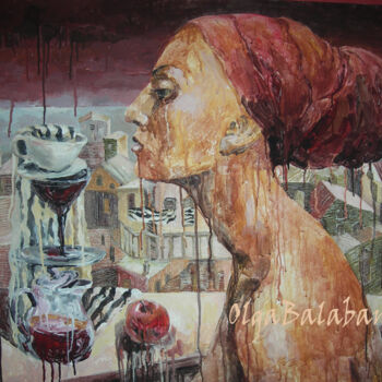 Schilderij getiteld "Tea party" door Helga Balaban, Origineel Kunstwerk, Olie