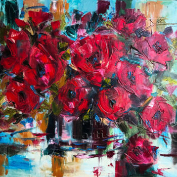 Pintura intitulada ""Red flowers"" por Helga Balaban, Obras de arte originais, Acrílico