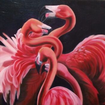 Pintura intitulada ""Pink Flamingo"" por Helga Balaban, Obras de arte originais, Acrílico