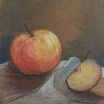 Pintura intitulada "Still life 8. Apple" por Helga G, Obras de arte originais, Pastel