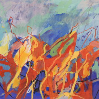 Peinture intitulée "Wild horses" par Helge Hensel, Œuvre d'art originale, Tempera