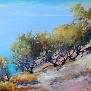 Painting titled "Mediterranean cedar…" by Henadzy Havartsou, Original Artwork, Oil Mounted on Wood Stretcher frame