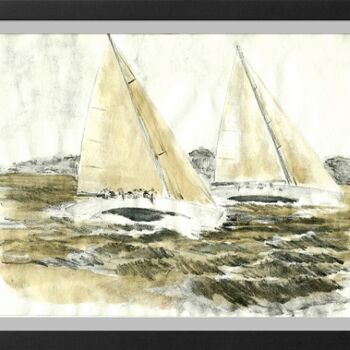 Drawing titled "Two sloops close to…" by Hénohut De Zhéry, Original Artwork