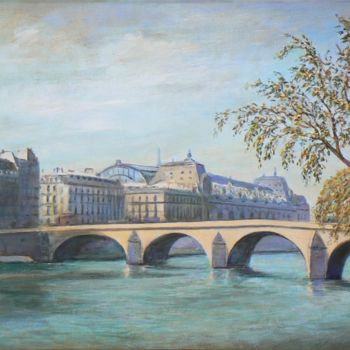 Pintura titulada "Le Pont du Carrousel" por Henri Eisenberg, Obra de arte original, Acrílico