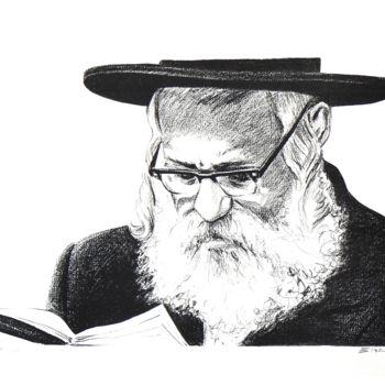 Estampas & grabados titulada "Rabbin qui lit" por Henri Eisenberg, Obra de arte original, Litografía