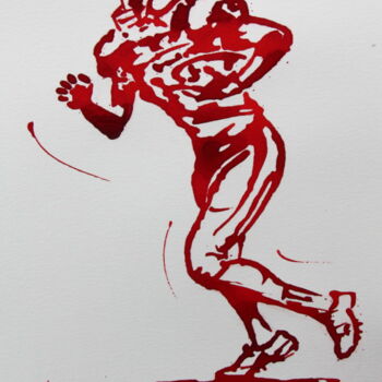 Drawing titled "Football américain…" by Henri Ibara, Original Artwork, Ink