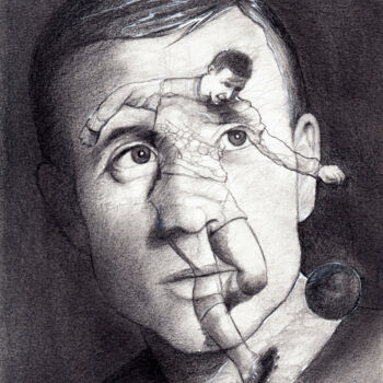 Drawing titled "Portrait de Raymond…" by Henri Ibara, Original Artwork