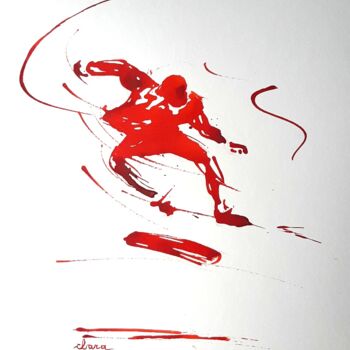 Dessin intitulée "Skateur N°4" par Henri Ibara, Œuvre d'art originale, Encre