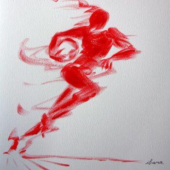 Dibujo titulada "Rugby N°5" por Henri Ibara, Obra de arte original, Gouache
