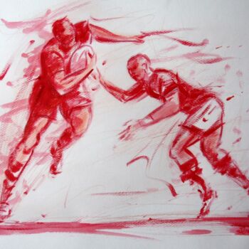 Dibujo titulada "Rugby N°9" por Henri Ibara, Obra de arte original, Gouache